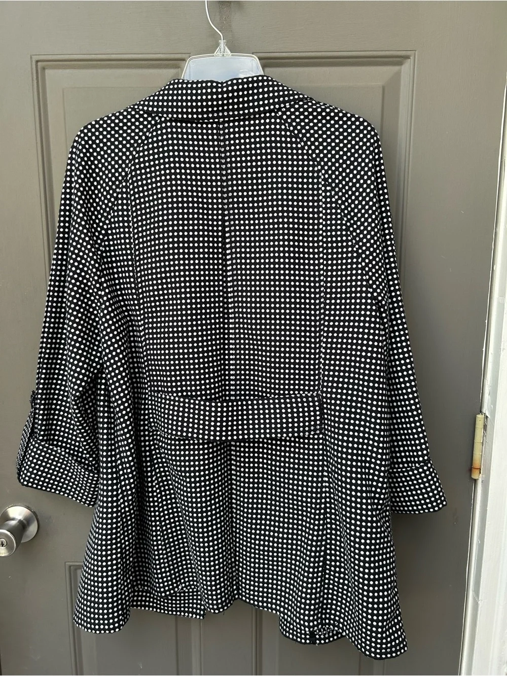 Black and White Polka Dot Open-Front Women's Jacket